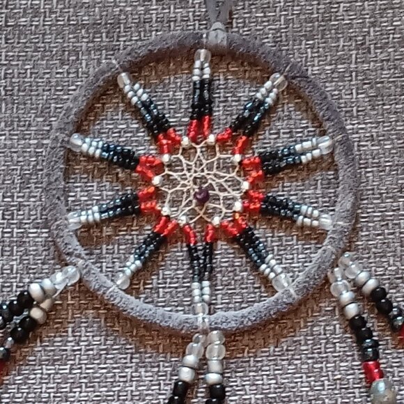 Custom Cherokee Dream Catcher (Gray, Red, Siver & Blue) - Picture 6 of 9